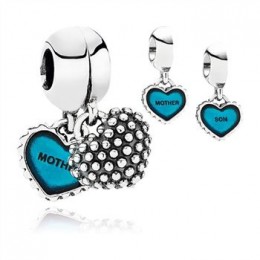Pandora Jewelry Piece Of My Heart-Son-Two-Part Dangle Charm-Turquoise Enamel 791152EN08