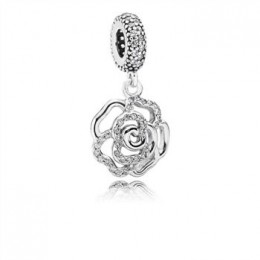 Pandora Jewelry Shimmering Rose Dangle Charm-Clear CZ 791526cz