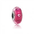 Pandora Jewelry Cerise Heart Charm-Murano Glass & Clear CZ 791664PCZ