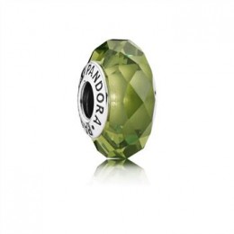 Pandora Jewelry Abstract silver charm with faceted light green crystal 791729NLG