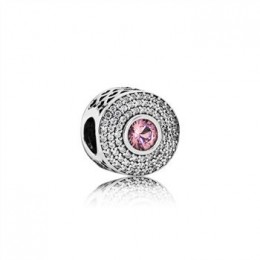 Pandora Jewelry Abstract silver charm with blush pink crystal and clear cubic zirconia 791763NBP