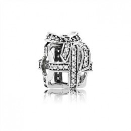 Pandora Jewelry Openwork gift silver charm with clear cubic zirconia 791766CZ