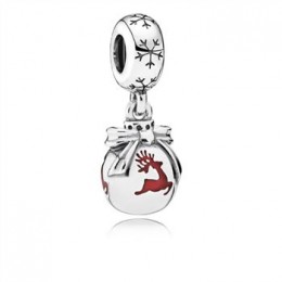 Pandora Jewelry CHRISTMAS ORNAMENT SILVER DANGLE WITH TRANSLUCENT CLASSIC RED ENAMEL 791768EN07