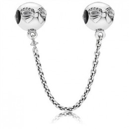 Pandora Jewelry Bow silver safety chain with clear cubic zirconia 791780CZ