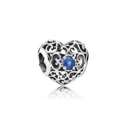 Pandora Jewelry December Signature Heart Charm-London Blue Crystal 791784NLB