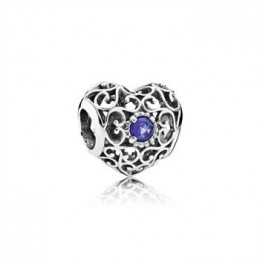 Pandora Jewelry September Signature Heart Charm-Synthetic Sapphire 791784SSA