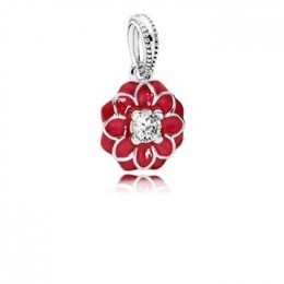 Pandora Jewelry Oriental Bloom Dangle Charm-Red Enamel & Clear CZ 791829CZ