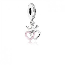 Pandora Jewelry Crowned Hearts Dangle Charm-Orchid Pink Enamel & Clear CZ 791963CZ