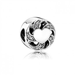 Pandora Jewelry Ribbon Heart Charm-Clear CZ 791976CZ