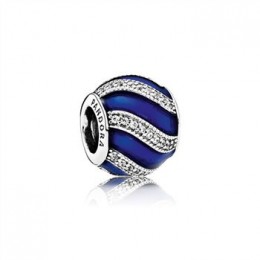 Pandora Jewelry Adornment Charm-Transparent Royal-Blue Enamel & Clear CZ 791991EN118
