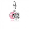 Pandora Jewelry Devoted Heart Dangle Charm-Pink Enamel & Clear CZ 792149EN24