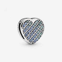 Pandora Jewelry Blue Pave Heart Clip Charm 799346C01