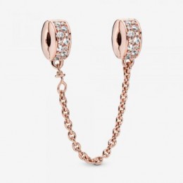 Pandora Jewelry Clear Pave Safety Chain Clip Charm Rose gold plated 786322CZ-05