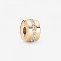 Pandora Jewelry Clear Sparkling Row Clip Charm Gold 759518C01