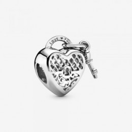 Pandora Jewelry Love You Heart Padlock Charm Sterling silver 797655