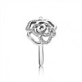 Pandora Jewelry Silver Rose Ring With Clear Cubic Zirconia 190949cz