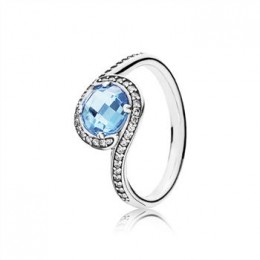 Pandora Jewelry Radiant Embellishment Ring-Sky-Blue Crystal & Clear CZ 190968NBS