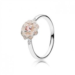 Pandora Jewelry Blooming Dahlia Ring-Cream Enamel-Clear CZ & Blush Pink Crystals 190985NBP