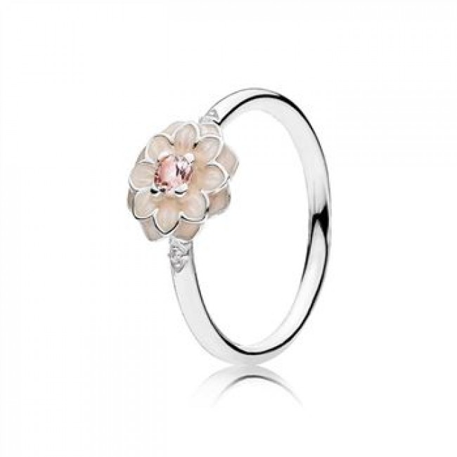 Pandora Jewelry Blooming Dahlia Ring-Cream Enamel-Clear CZ & Blush Pink Crystals 190985NBP