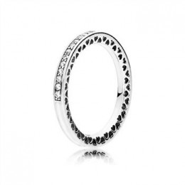 Pandora Jewelry Radiant Hearts of Pandora Jewelry Ring-Silver Enamel & Clear CZ 191011CZ