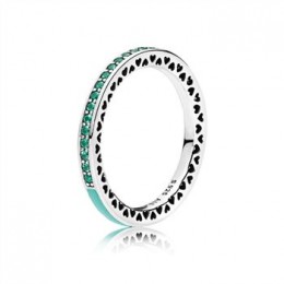Pandora Jewelry Radiant Hearts of Pandora Jewelry Ring-Bright Mint Enamel & Royal Green Crystals 191011NRG