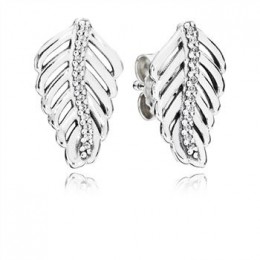 Pandora Jewelry Shimmering Feathers Stud Earrings-Clear CZ 290582CZ