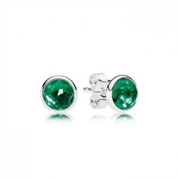 Pandora Jewelry May Droplets Stud Earrings-Royal-Green Crystal 290738NRG