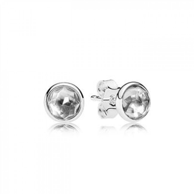 Pandora Jewelry April Droplets Stud Earrings-Rock Crystal 290738RC