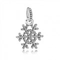Pandora Jewelry Sparkling Snowflake Silver Necklace Pendant - Pandora Jewelry 390354CZ
