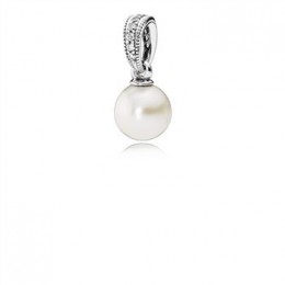 Pandora Jewelry Elegant Beauty Pendant-White Pearl & Clear CZ 390393P