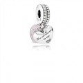 Pandora Jewelry Mother & Daughter Hearts Dangle Charm-Soft Pink Enamel & Clear CZ 792072EN40