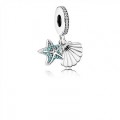 Pandora Jewelry Tropical Starfish & Sea Shell Dangle Charm-Frosty Mint & Clear CZ 792076CZF
