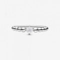 Pandora Jewelry April Milky White Beaded Ring 198867C04