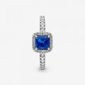 Pandora Jewelry Blue Square Sparkle Halo Ring 198863C02