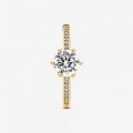 Pandora Jewelry Clear Sparkling Crown Solitaire Ring Gold plated 168289C01