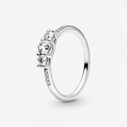 Pandora Jewelry Clear Three-Stone Ring Sterling silver 196242CZ