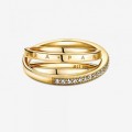 Pandora Jewelry Crossover Pave Triple Band Ring Gold plated 169057C01