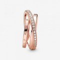 Pandora Jewelry Crossover Pave Triple Band Ring Rose gold plated 189057C01