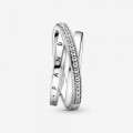 Pandora Jewelry Crossover Pave Triple Band Ring Sterling silver 199057C01