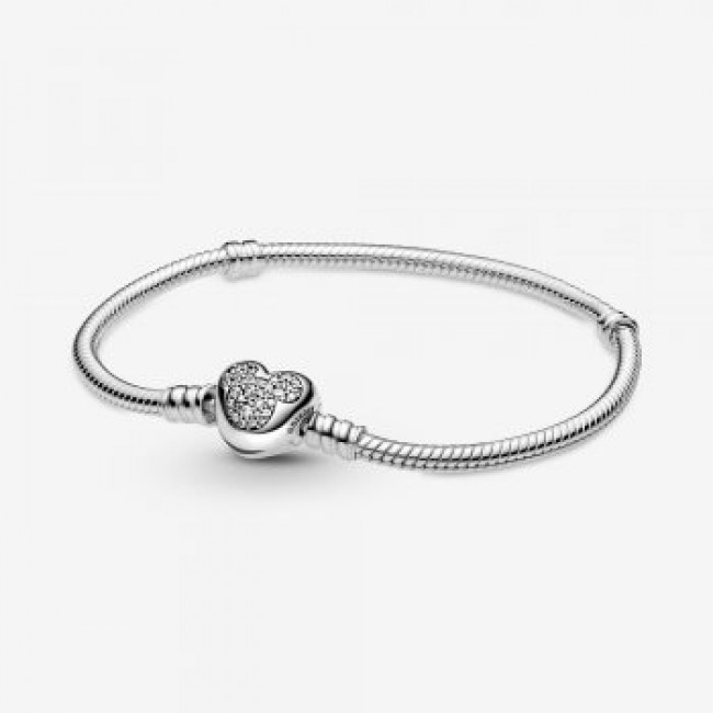 Pandora Jewelry Disney Pandora Jewelry Moments Mickey Mouse Heart Clasp Snake Chain Bracelet 599299C01
