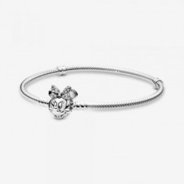 Pandora Jewelry Disney Pandora Jewelry Moments Pave Minnie Mouse Clasp Snake Chain Bracelet 597770CZ