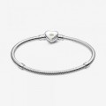Pandora Jewelry Domed Golden Heart Clasp Snake Chain Bracelet 599380C00