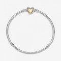 Pandora Jewelry Domed Golden Heart Clasp Snake Chain Bracelet 599380C00