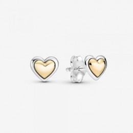 Pandora Jewelry Domed Golden Heart Stud Earrings 299389C00