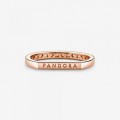 Pandora Jewelry Logo Bar Stacking Ring - FINAL SALE Rose gold plated 189048C00