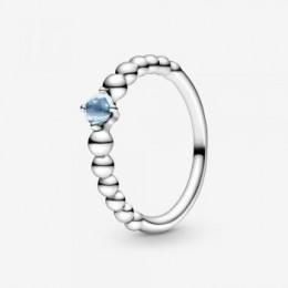 Pandora Jewelry March Aqua Blue Beaded Ring 198867C01