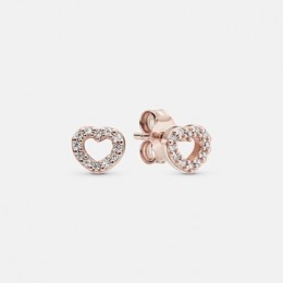 Pandora Jewelry Open Heart Stud Earrings Rose gold plated 280528CZ