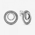 Pandora Jewelry Logo Circle Stud Earrings 297446CZ