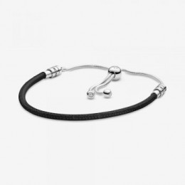 Pandora Jewelry Moments Black Leather Slider Bracelet 597225CBK