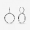 Pandora Jewelry Moments Charm Double Hoop Earrings 299562C00